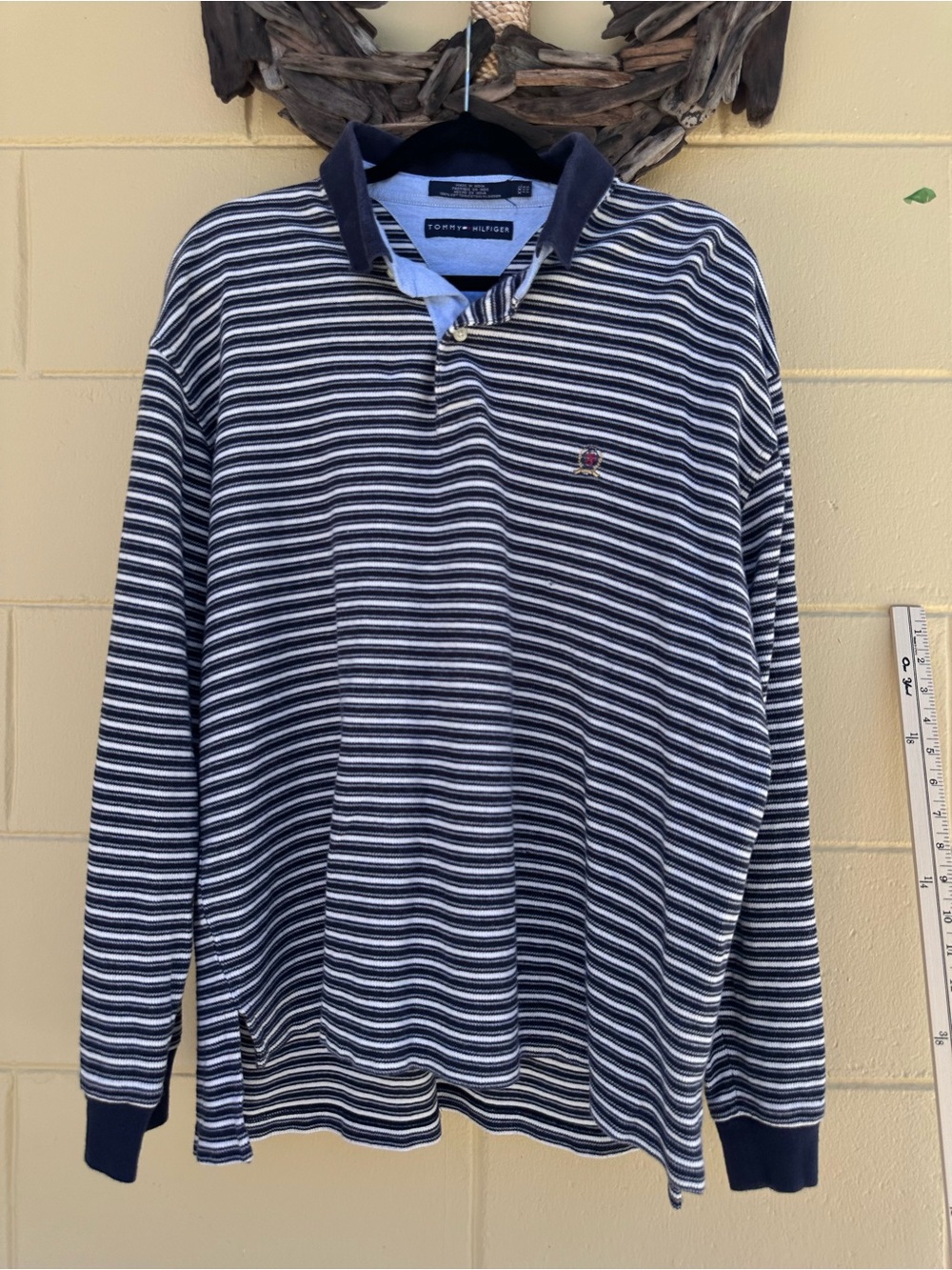 Tommy Hilfiger Men’s Navy & White Striped Rugby Polo